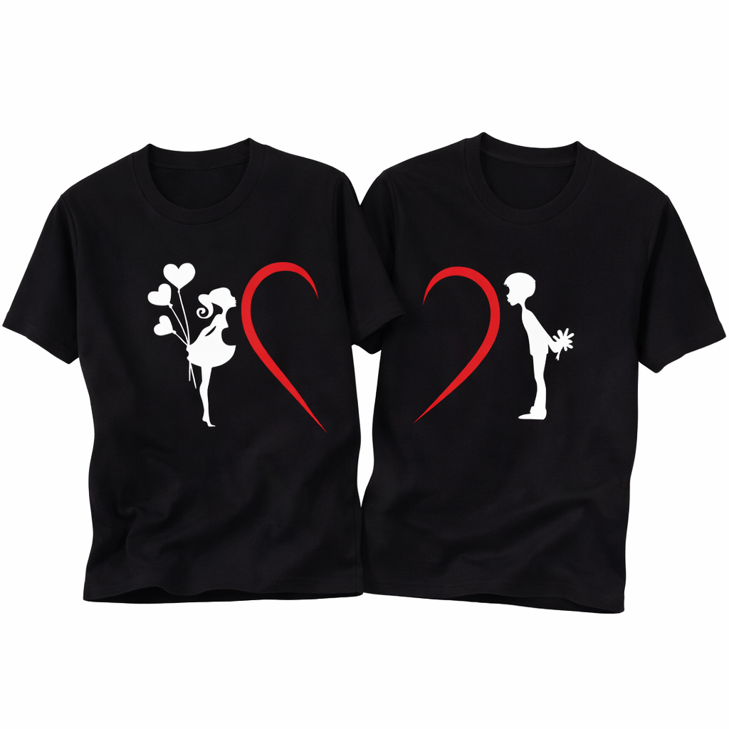 Couple Heart Silhouette Tee Set
