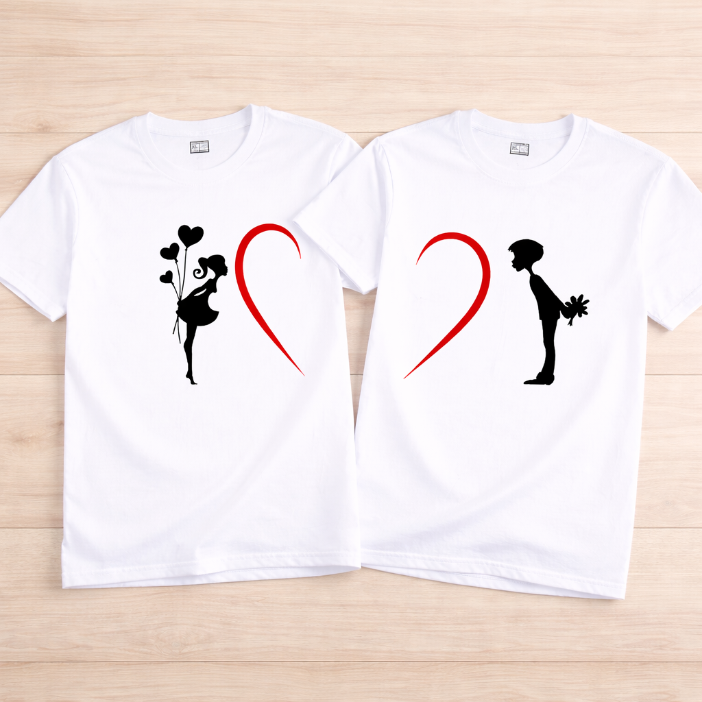 Couple Heart Silhouette Tee Set