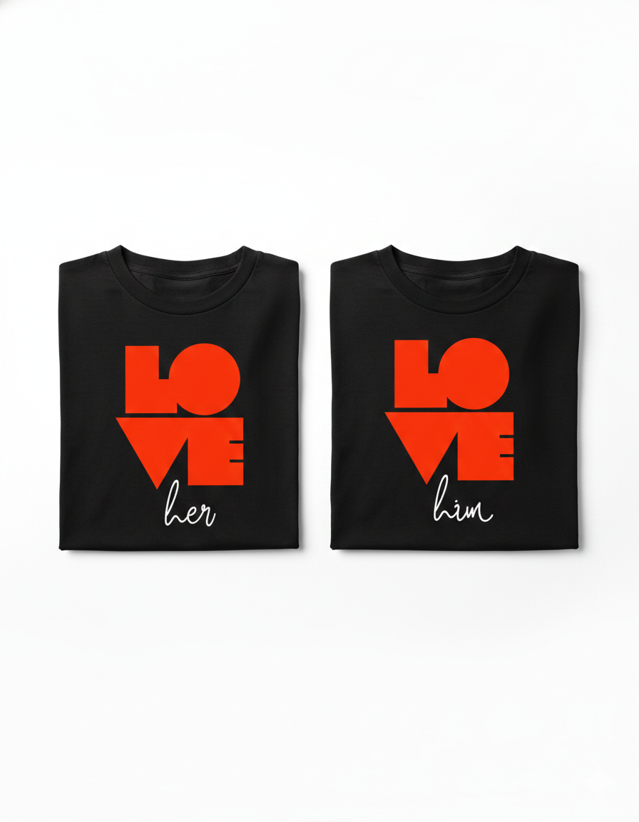 LOVE “Him / Her” Couple T-Shirt Set