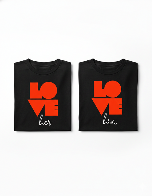 LOVE “Him / Her” Couple T-Shirt Set