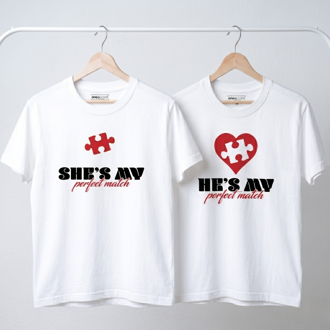 She’s My / He’s My Perfect Match – Couple T-Shirt Set