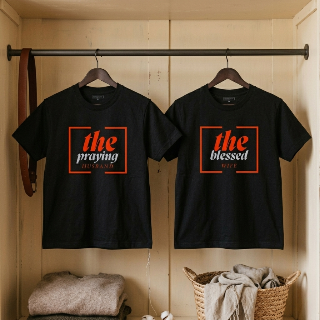 The Blessed Wife & The Praying Husband – Couple Faith Tee Set