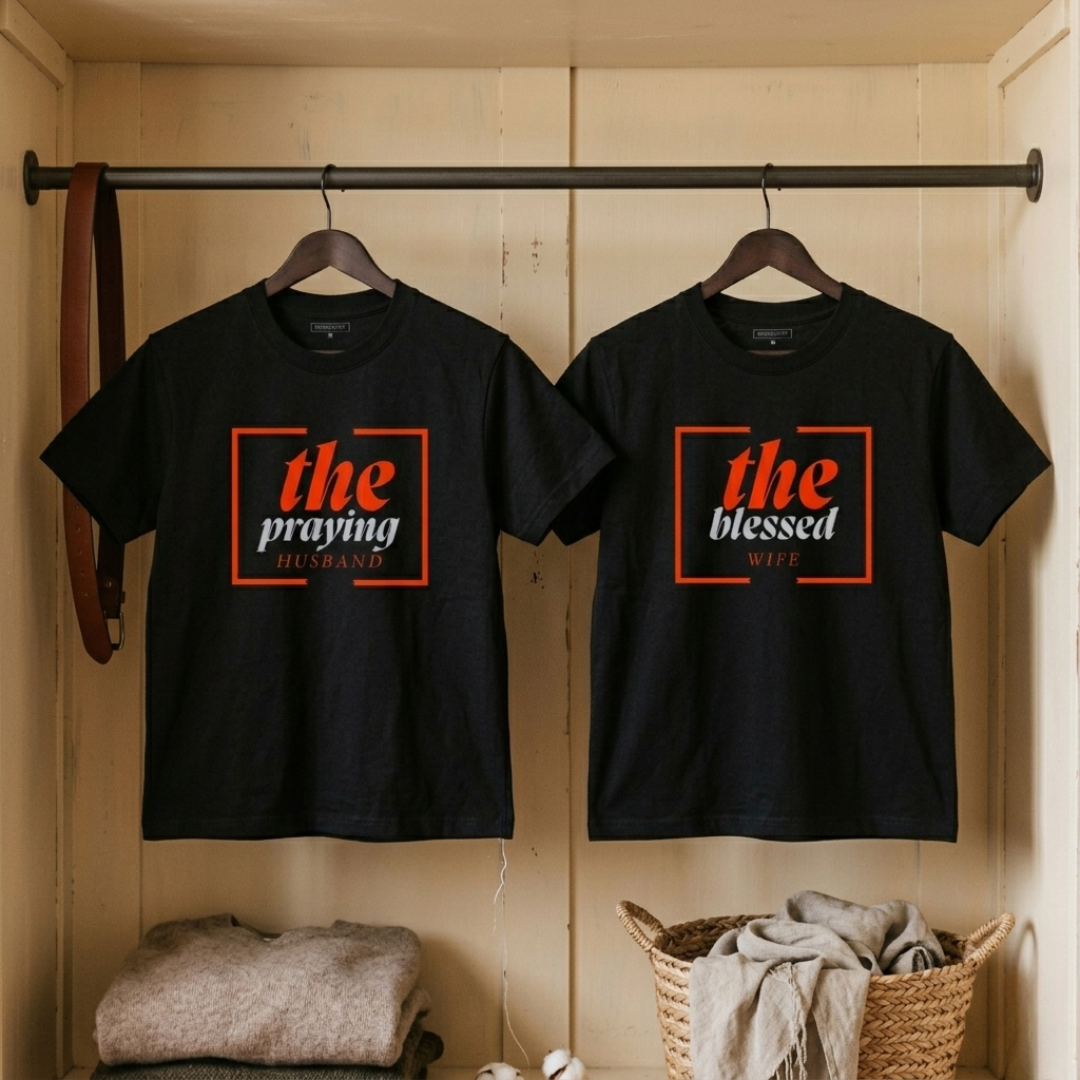 The Blessed Wife & The Praying Husband – Couple Faith Tee Set