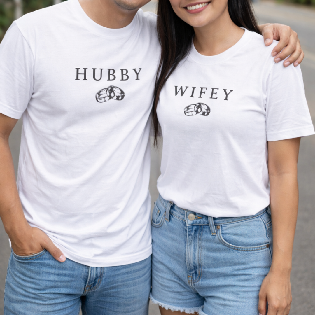 WIFEY & HUBBY Couple Tee Set 🤍