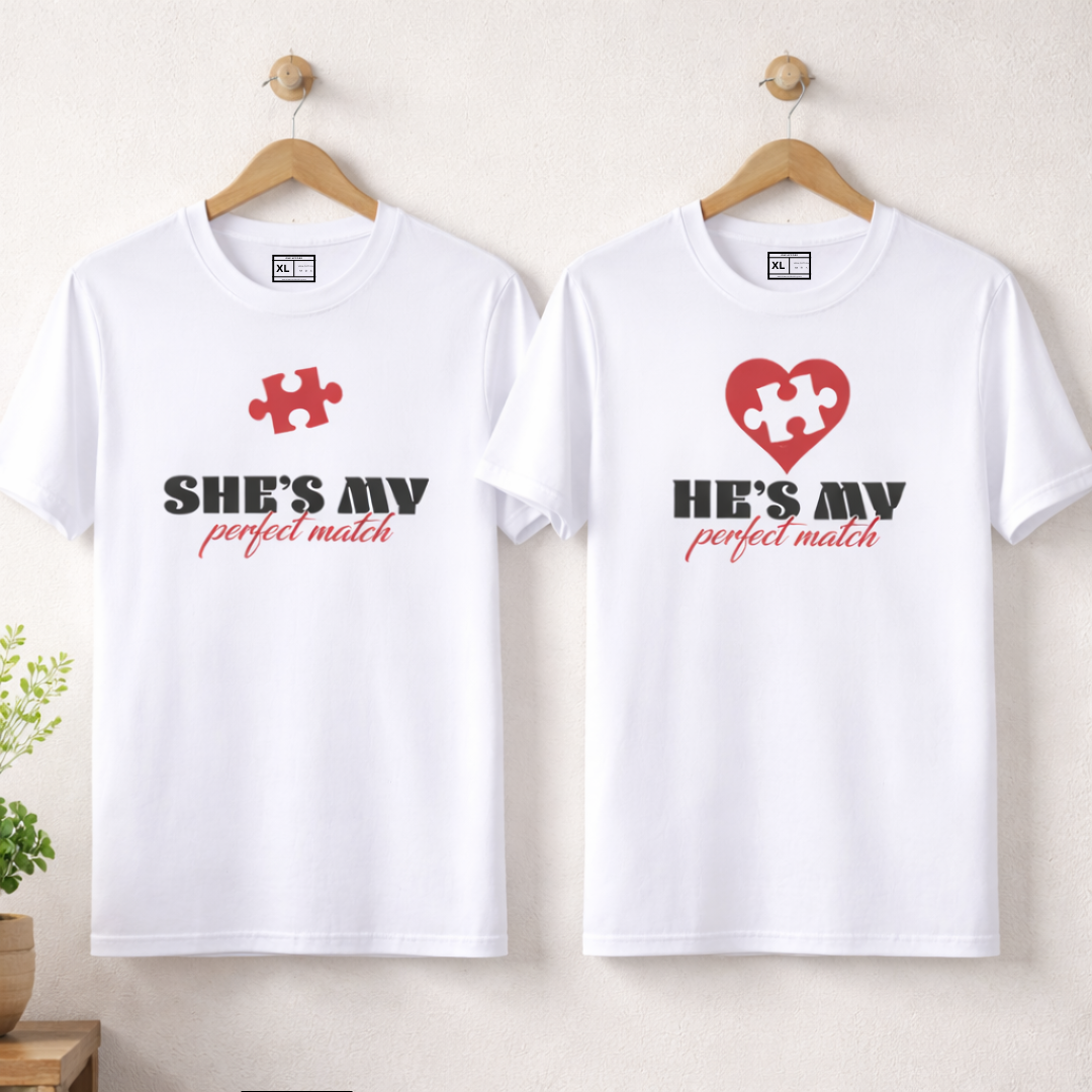 She’s My / He’s My Perfect Match – Couple T-Shirt Set